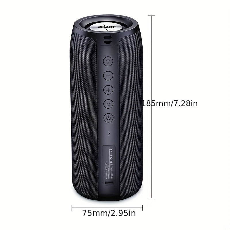 ZEALOT S51 20W Wireless Speakers, Portable Subwoofer Speaker, Wireless Speaker, Dual Pairing, 1800mAh Battery, 10 Hours Playtime Loud Stereo, Booming Bass, Charging Cable And Aux Cable, FM TF USB Plug-in Card Compatible, Conn