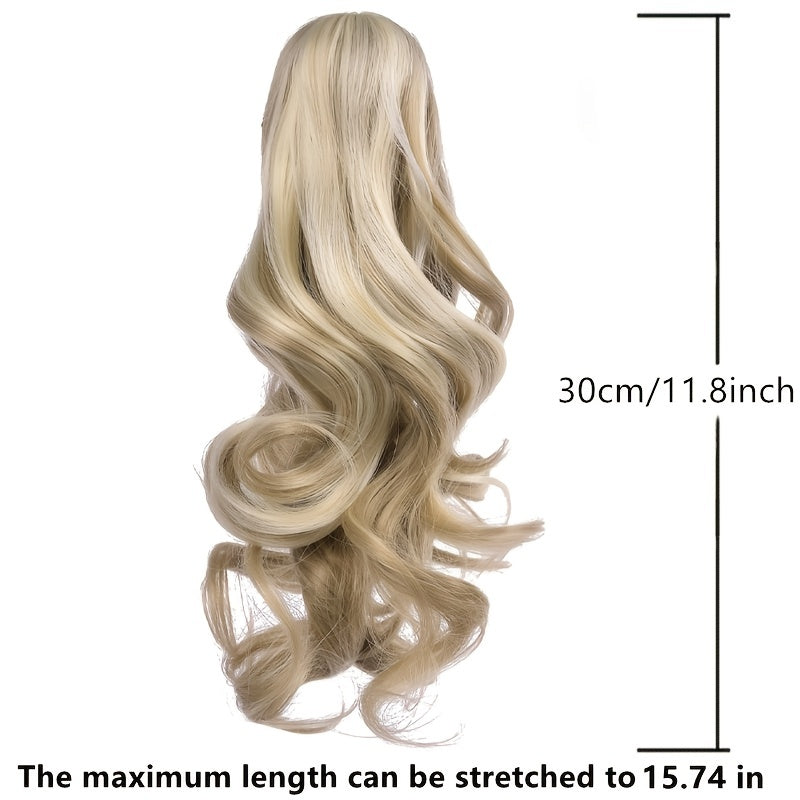 Claw Clip In Body Wave Hair Extensions Long Curly Wavy Ponytail Hair Extensions Synthetic Hair Pieces for Women Girls, Quick Hairstyle, Clip In Hair, Fashionable Wig, Loose Wave, Durable Clipins, High Quality Extensions, Wavy