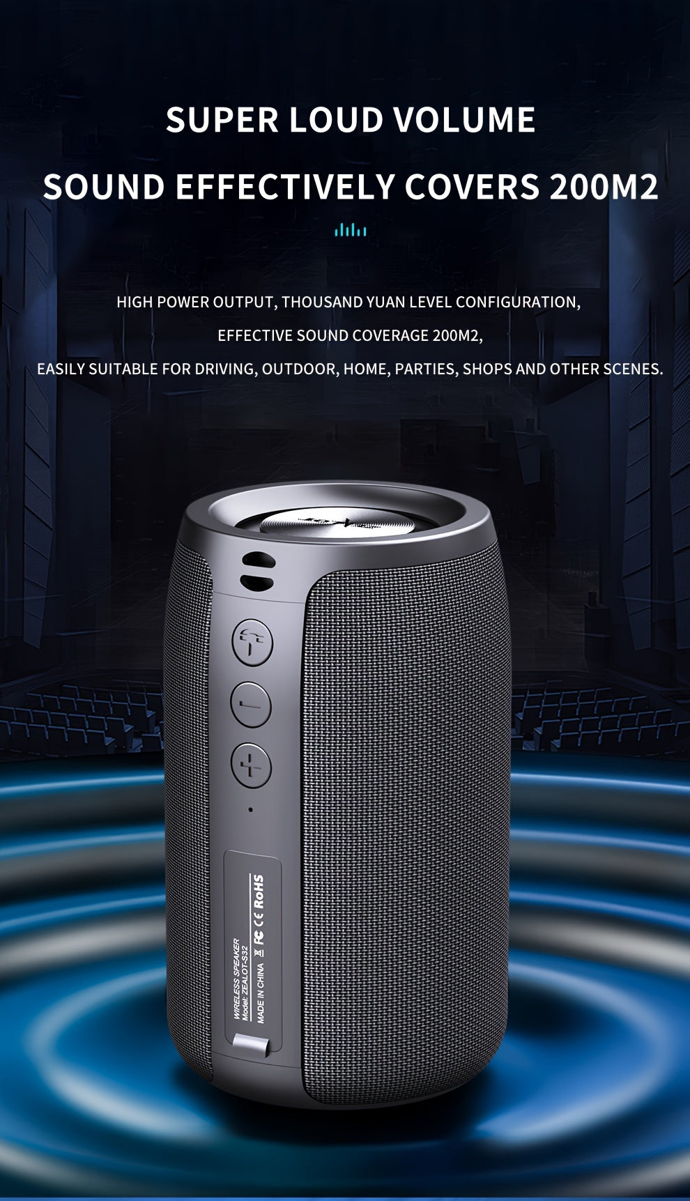 ZEALOT S32 5W Wireless Speakers, Outdoor Portable Subwoofer Speaker, Wireless Speaker, Dual Pairing, 1800mAh Battery, 8 Hours Playtime Loud Stereo, Booming Bass. Charging Cable TF USB Plug-in Card Compatible