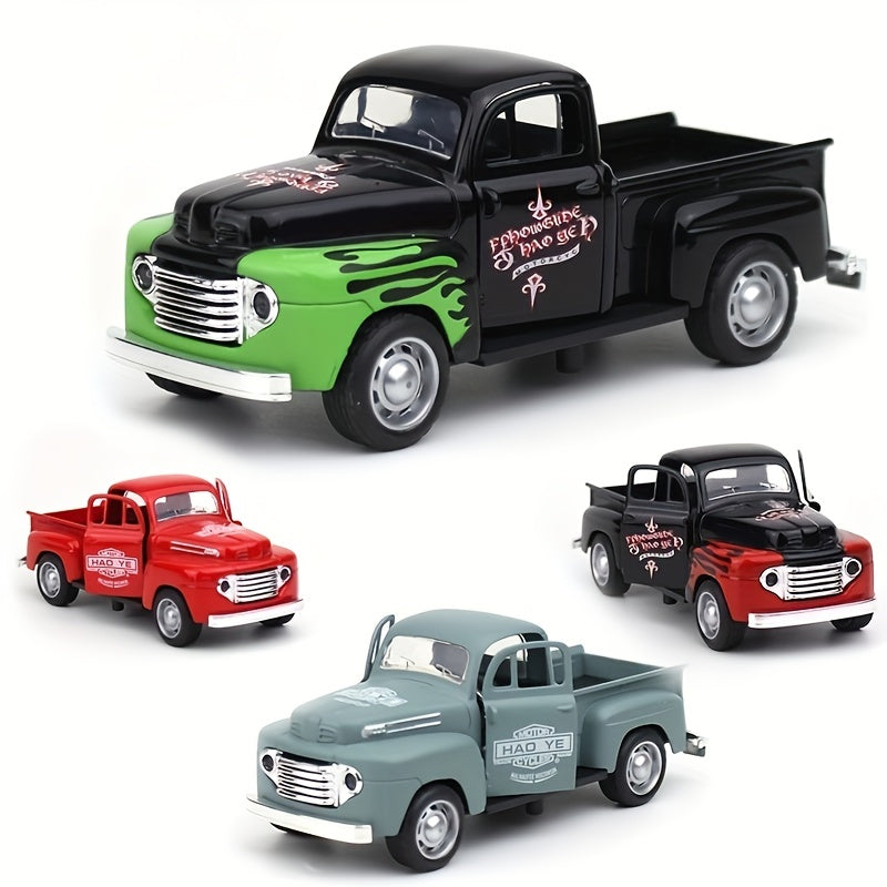 Simulation 1: 32 Alloy Graffiti Pickup Car Model Children's Toy Car Decoration Return Car Model Double Door Openable Die Casting Toy Metal Car Gift Christmas, Halloween Gift