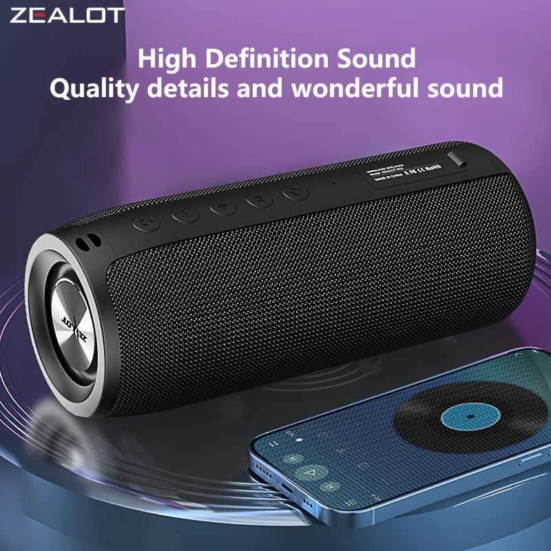 ZEALOT S51 20W Wireless Speakers, Portable Subwoofer Speaker, Wireless Speaker, Dual Pairing, 1800mAh Battery, 10 Hours Playtime Loud Stereo, Booming Bass, Charging Cable And Aux Cable, FM TF USB Plug-in Card Compatible, Conn