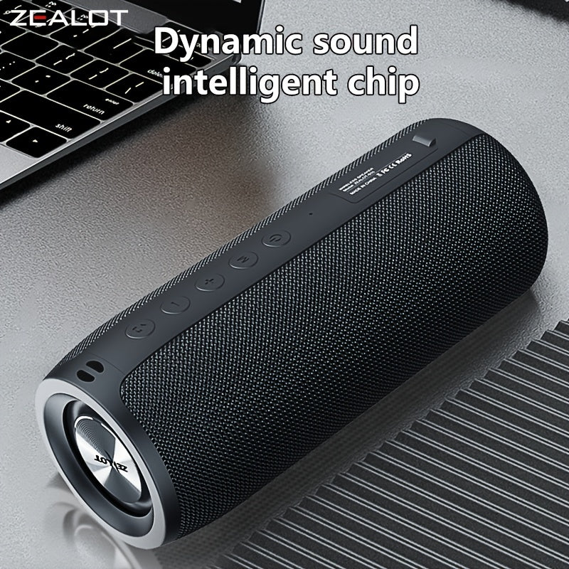 ZEALOT S51 20W Wireless Speakers, Portable Subwoofer Speaker, Wireless Speaker, Dual Pairing, 1800mAh Battery, 10 Hours Playtime Loud Stereo, Booming Bass, Charging Cable And Aux Cable, FM TF USB Plug-in Card Compatible, Conn