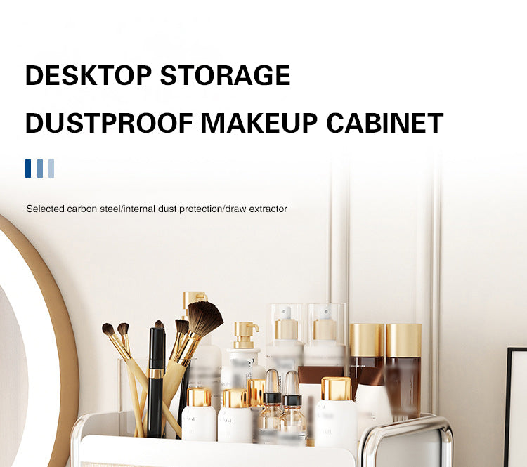Desktop Makeup Organizers Light Luxury Cosmetics Storage Box Dustproof Sundries Storage Cabinet Bathroom Skincare Storage Rack