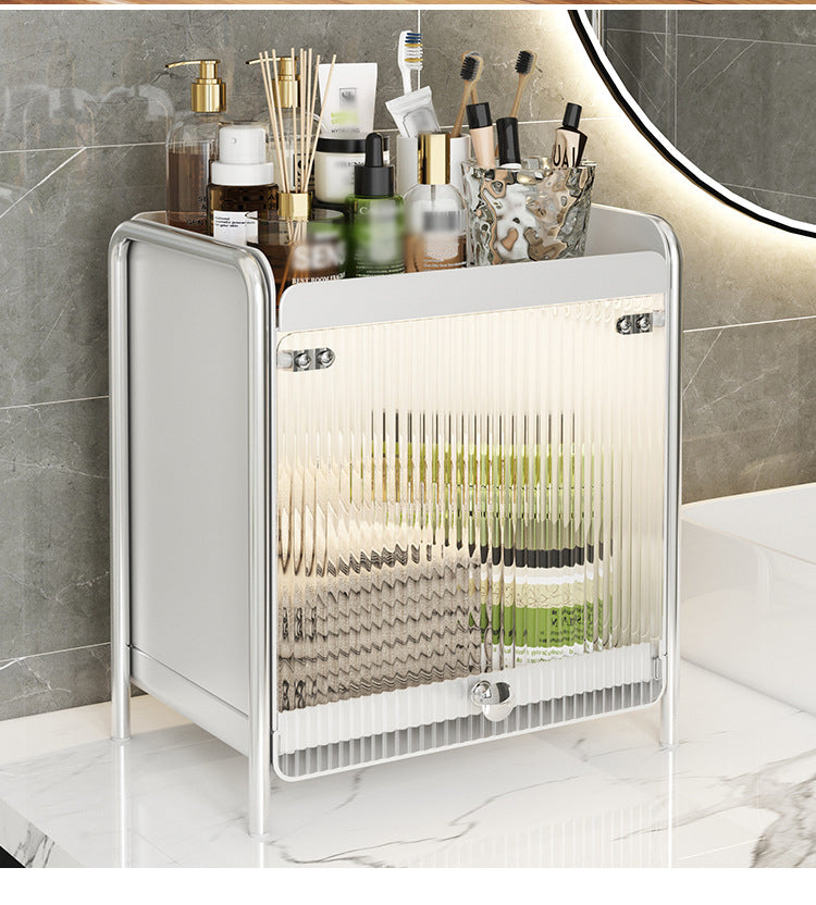 Desktop Makeup Organizers Light Luxury Cosmetics Storage Box Dustproof Sundries Storage Cabinet Bathroom Skincare Storage Rack