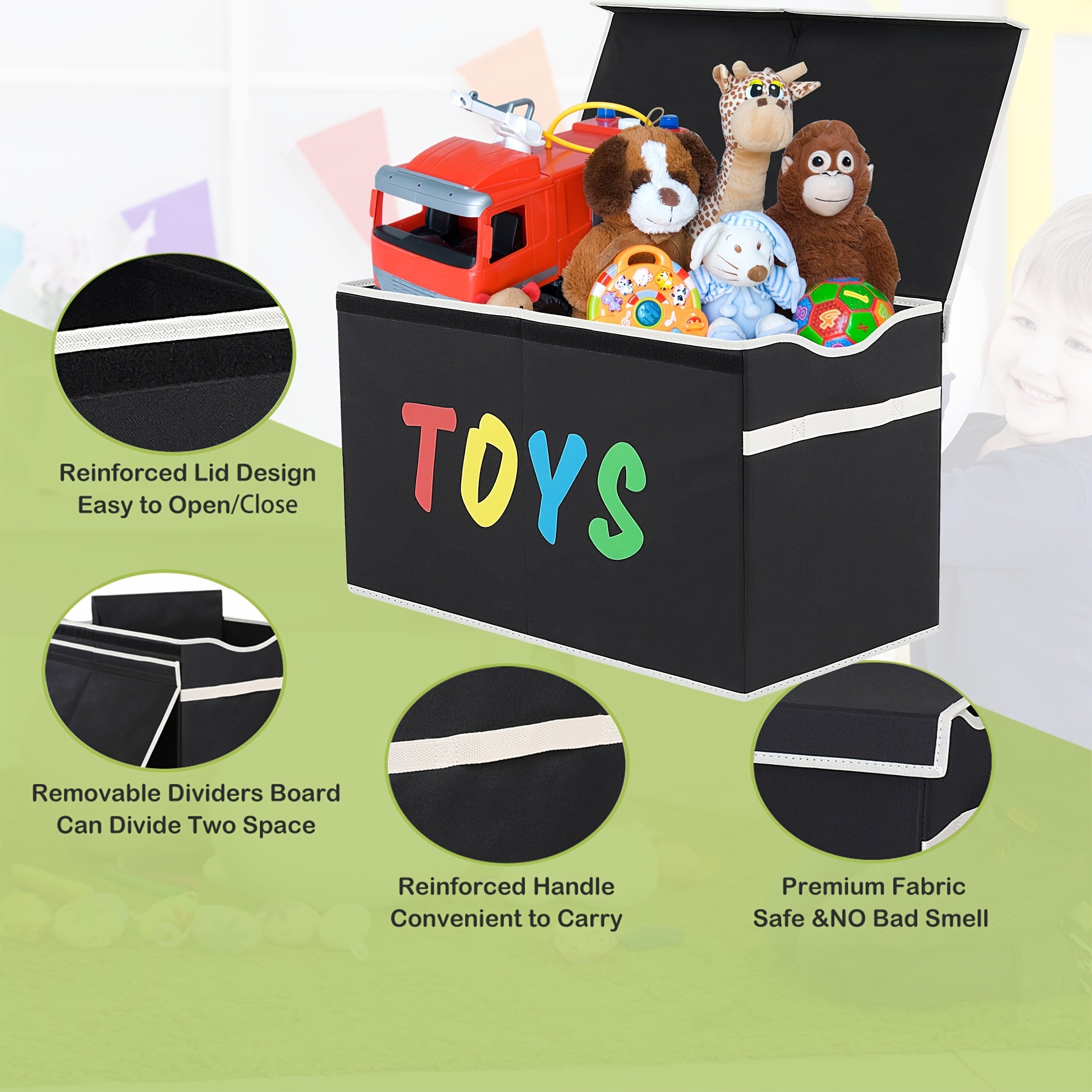 Extra Large Toy Box, Collapsible Sturdy Kids Toy Chest For Boys, Girls, Kids, Toy Storage Organizer Storage Bins With Lids, Toy Box Basket For Living Room, Bedroom, Nursery