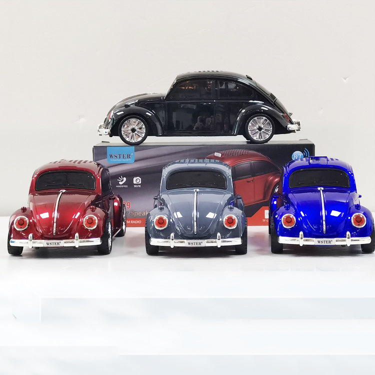 Small car speaker with lights, rear trunk can be opened, 3D surround music player, portable speaker can be inserted TF Card U disk flash drive for playback