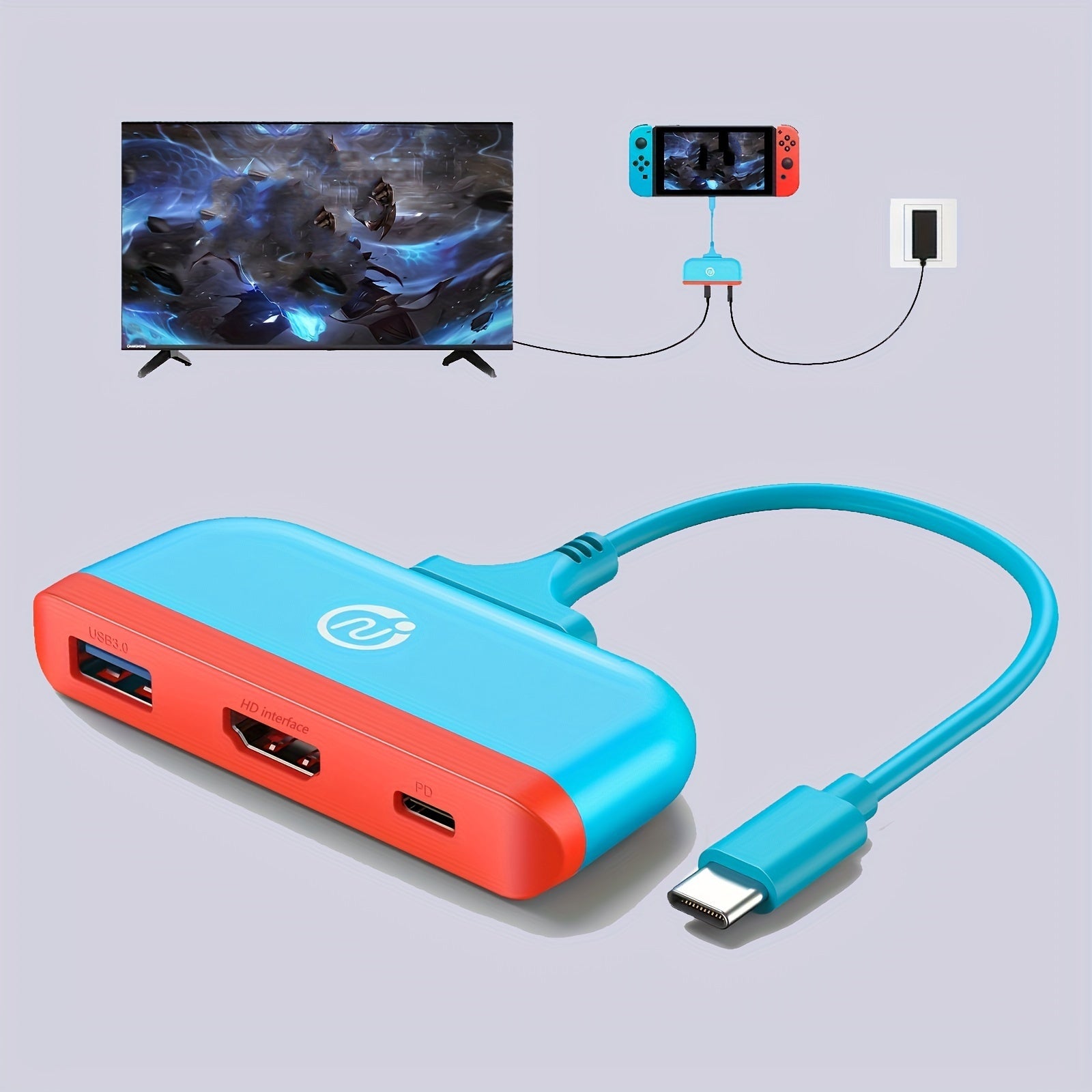 NEWDERY Ultimate Docking Station - Seamless Switch & OLED Hub, High-Definition Type C AV Station, All-in-One Connector for Samsung DeX, Steam Deck, TV Mode & PC