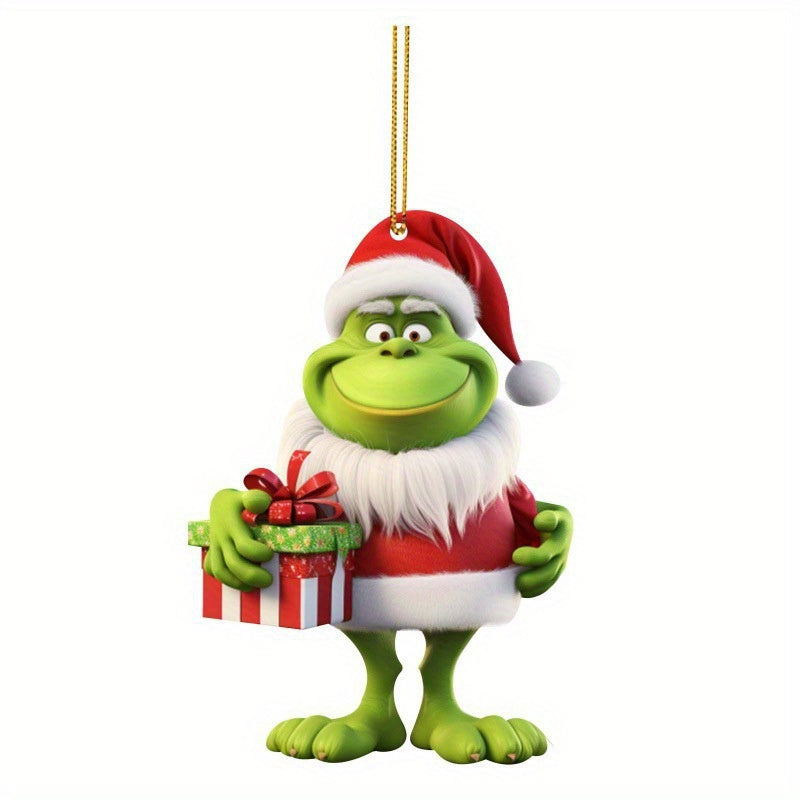 4Pc Christmas Decoration Grinch Collection: Multi-functional Ornaments for Cars, Christmas Trees, and Backpacks