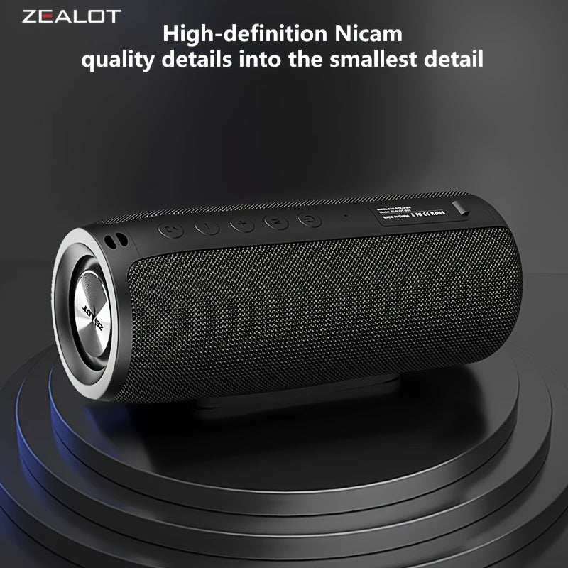 ZEALOT S51 20W Wireless Speakers, Portable Subwoofer Speaker, Wireless Speaker, Dual Pairing, 1800mAh Battery, 10 Hours Playtime Loud Stereo, Booming Bass, Charging Cable And Aux Cable, FM TF USB Plug-in Card Compatible, Conn