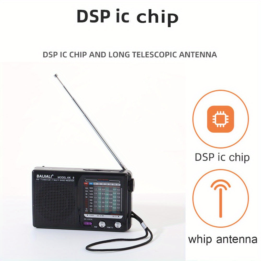 Portable Radio AM FM SW1-7, Transistor Radio with Loud Speaker, Headphone Jack, 2AA Battery Operated Radio, Pocket Radio for Indoor, Outdoor and Emergency Use KK-9