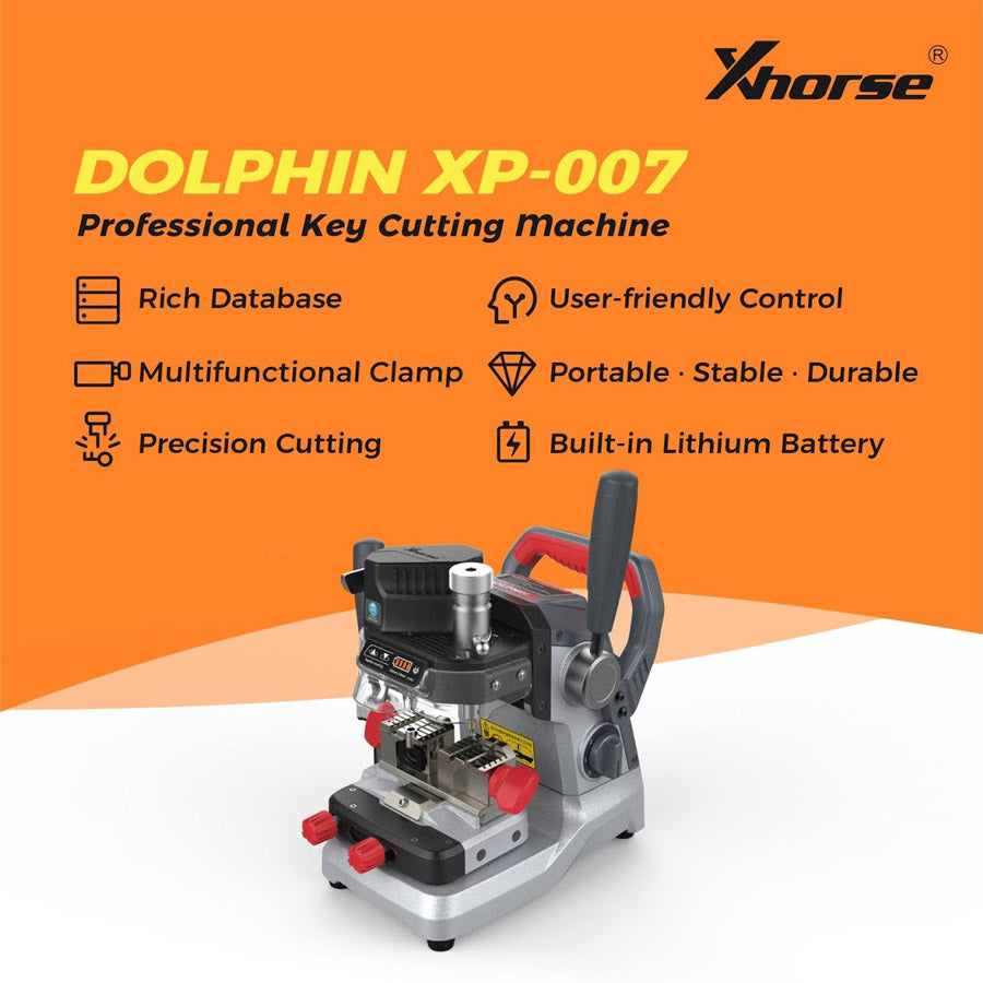 Manuel de machine de découpe de clés Xhorse Dolphin XP-007 XP007 avec clés de coupe de piste de batterie au lithium intégrée/touches latérales/à fossettes