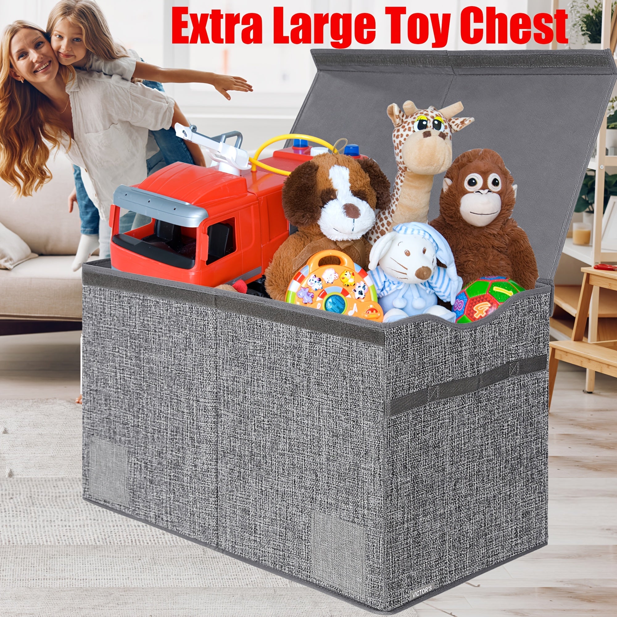 Extra Large Toy Box, Collapsible Sturdy Kids Toy Chest For Boys, Girls, Kids, Toy Storage Organizer Storage Bins With Lids, Toy Box Basket For Living Room, Bedroom, Nursery