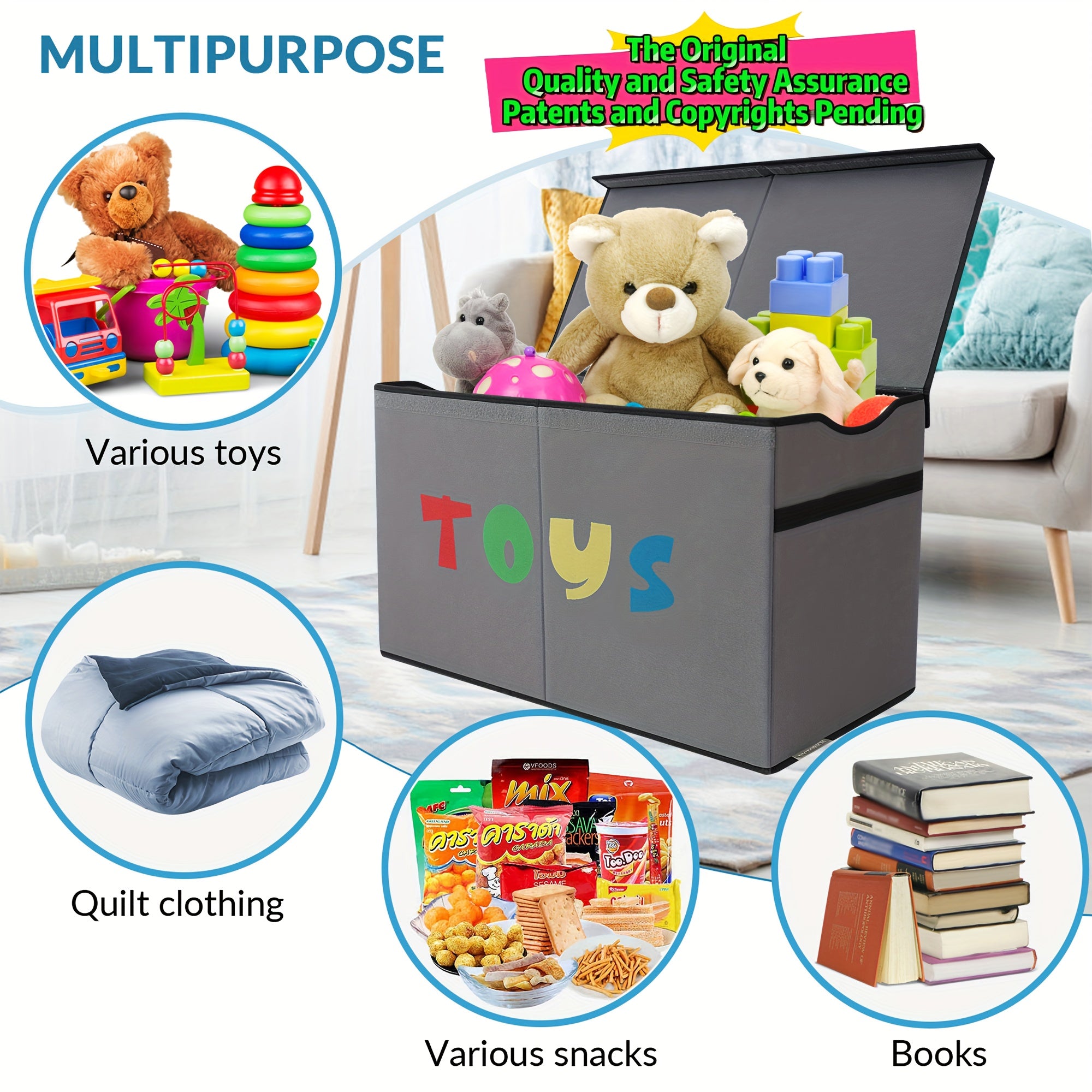 31.7gal Extra Large Toy Box (Patents and Copyrights Pending), Collapsible Sturdy Kids Toy Chest for Boys, Girls, Kids, Toy Storage Organizer Toddler Storage Bins with Lids, Toy Box Baskets for Living Room, Bedroom, Nursery Sh