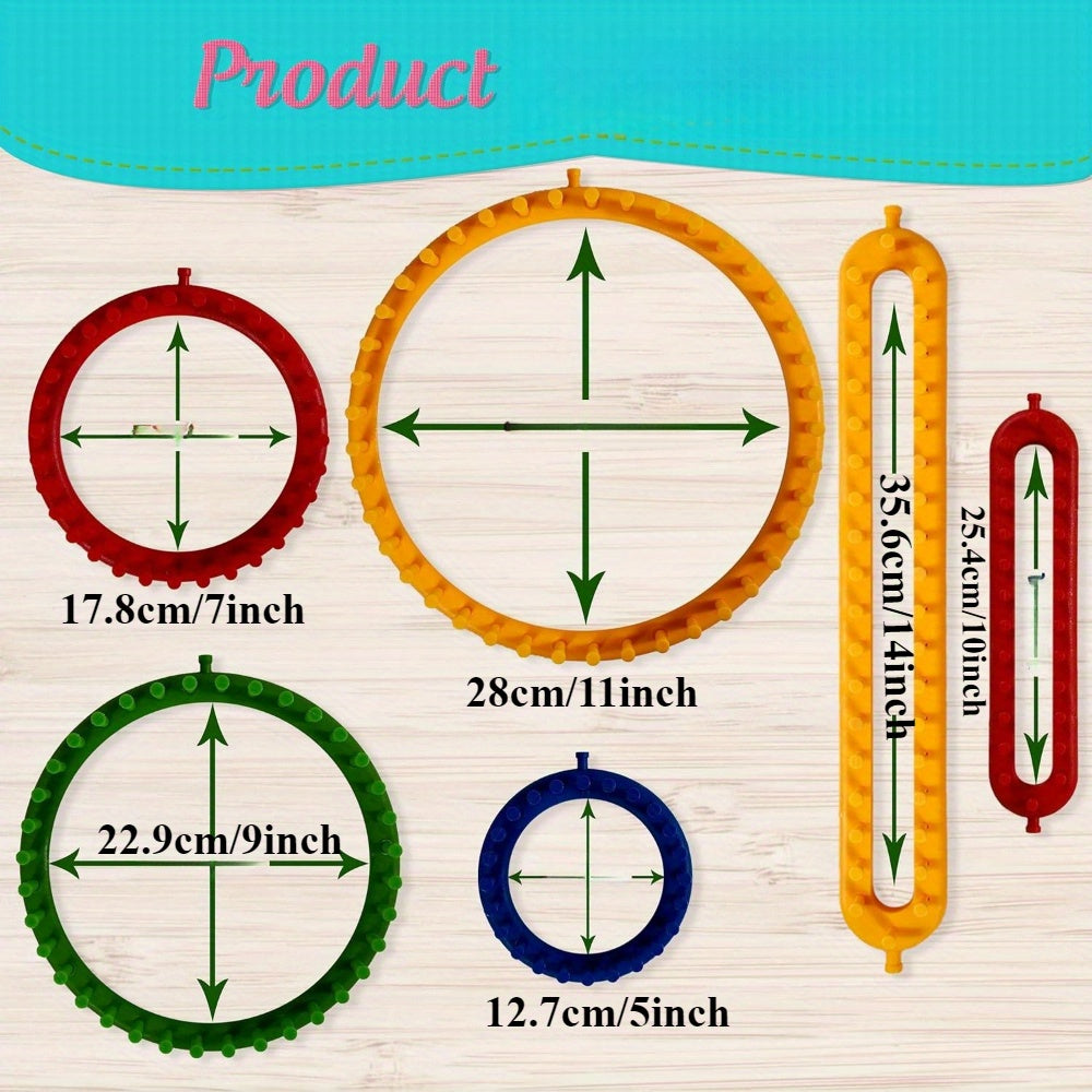 6pcs DIY Hand-made Sewing Knitting Tool Set Color Mixing Geometric Knitting Tool Set Hand-made DIY Scarf Knitting Portable Tools DIY Homemade Yarn Knitting Tool Set Suitable for Scarves and Hats Holiday Gifts Easy To Operate