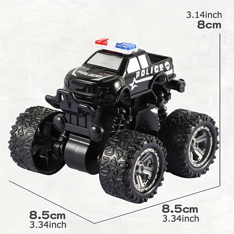 Police Car Rotatable Four-Wheel Drive Inertial Stunt Off-Road Vehicle Model Children'S Toy Boy Toy Car Stall Toy Inertial Off-Road Vehicle Toys Super Resistant Climbing, As Halloween Gift for Winter