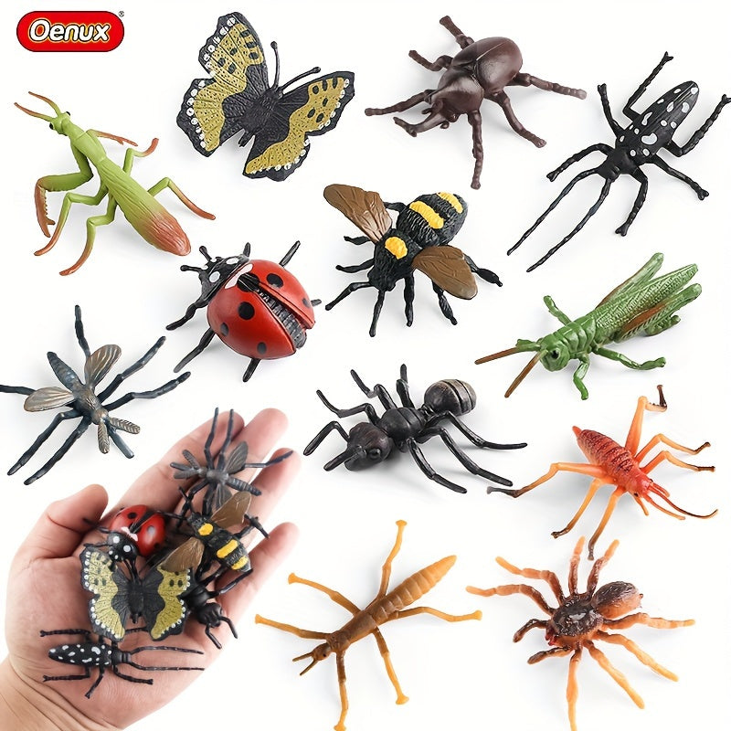 12pcs Insect Animals Model Set Butterfly Mantis Spider Bee Scorpion Dragonfly Action Figures Figurine Miniature Cake Toppers Educational Kids Toy Halloween Gift