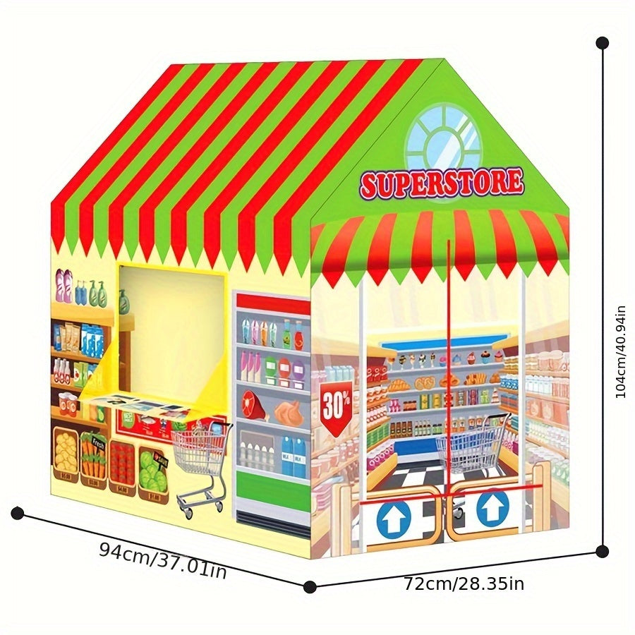Superstore Playhouse Tent: Kids' Toy House with Windows, Suitable for Indoor and Outdoor Play, Ages 0-3, Waterproof