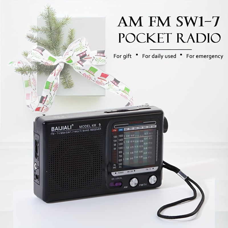 Portable Radio AM FM SW1-7, Transistor Radio with Loud Speaker, Headphone Jack, 2AA Battery Operated Radio, Pocket Radio for Indoor, Outdoor and Emergency Use KK-9