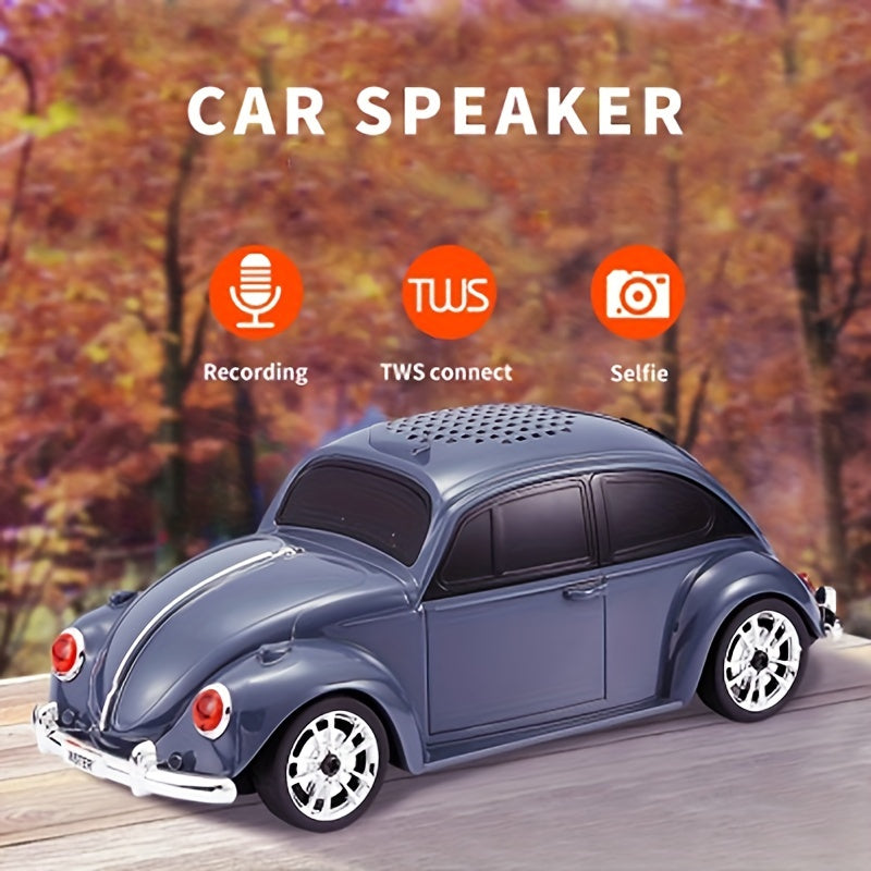 Small car speaker with lights, rear trunk can be opened, 3D surround music player, portable speaker can be inserted TF Card U disk flash drive for playback