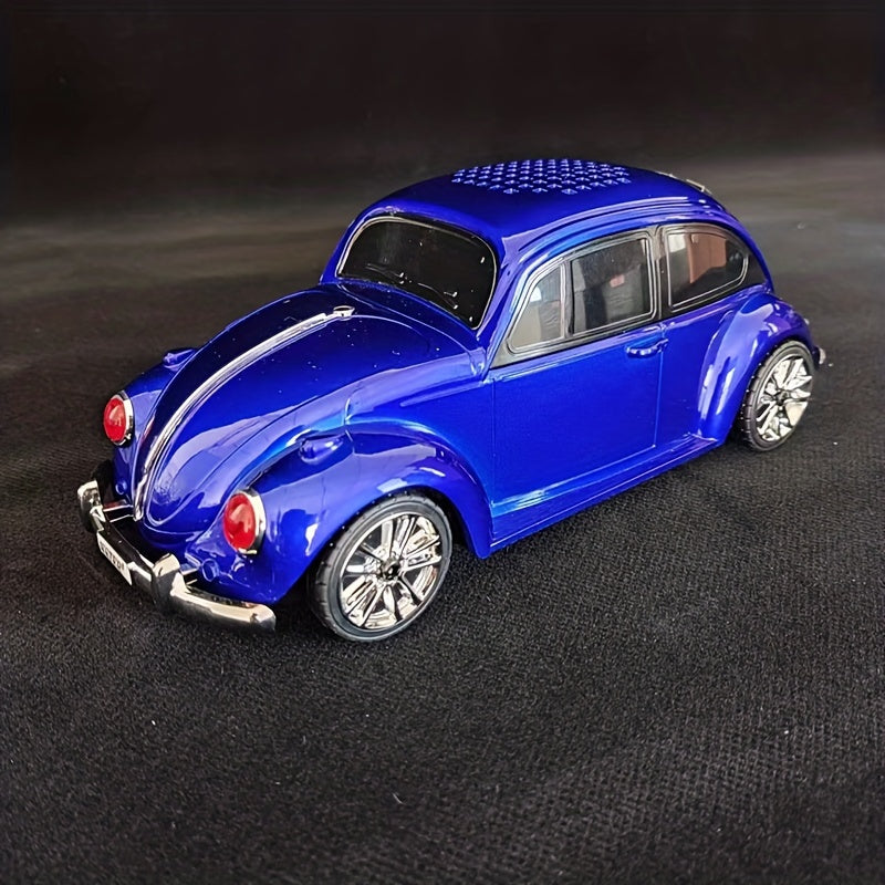 Small car speaker with lights, rear trunk can be opened, 3D surround music player, portable speaker can be inserted TF Card U disk flash drive for playback