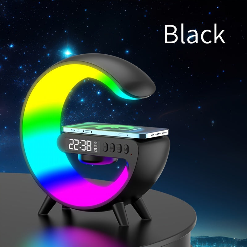 Multifunctional Big G Wireless Speaker with Atmosphere Light & Mobile Charging - Clock Feature for Night-time Use
