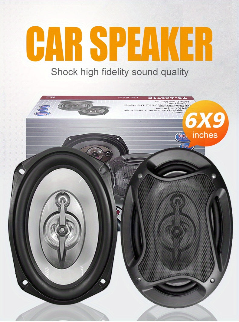 [2Pcs] 6×9 Inch Coaxial Speaker, 5-Way Speaker, 1000W Max Power, mid-tweeter, Car Door Horn Subwoofer Speaker, Dust Cover And Audio Cable Included