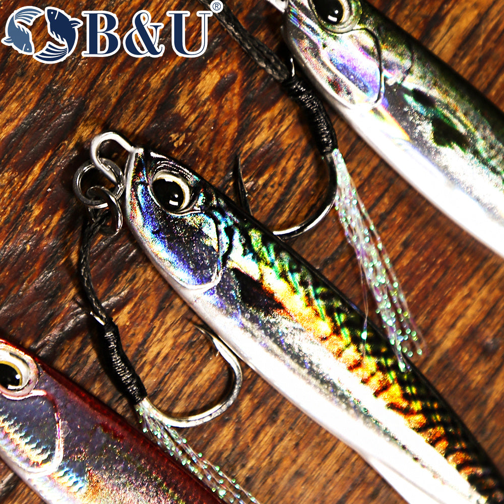 طُعم معدني مصبوب من B&amp;U - طُعم صيد بملعقة مطبوع بتقنية الطباعة ثلاثية الأبعاد لصيد الأسماك في المياه المالحة - طُعم صناعي 30 جرامًا/40 جرامًا/60 جرامًا بمتانة مُحسّنة وتصميم واقعي