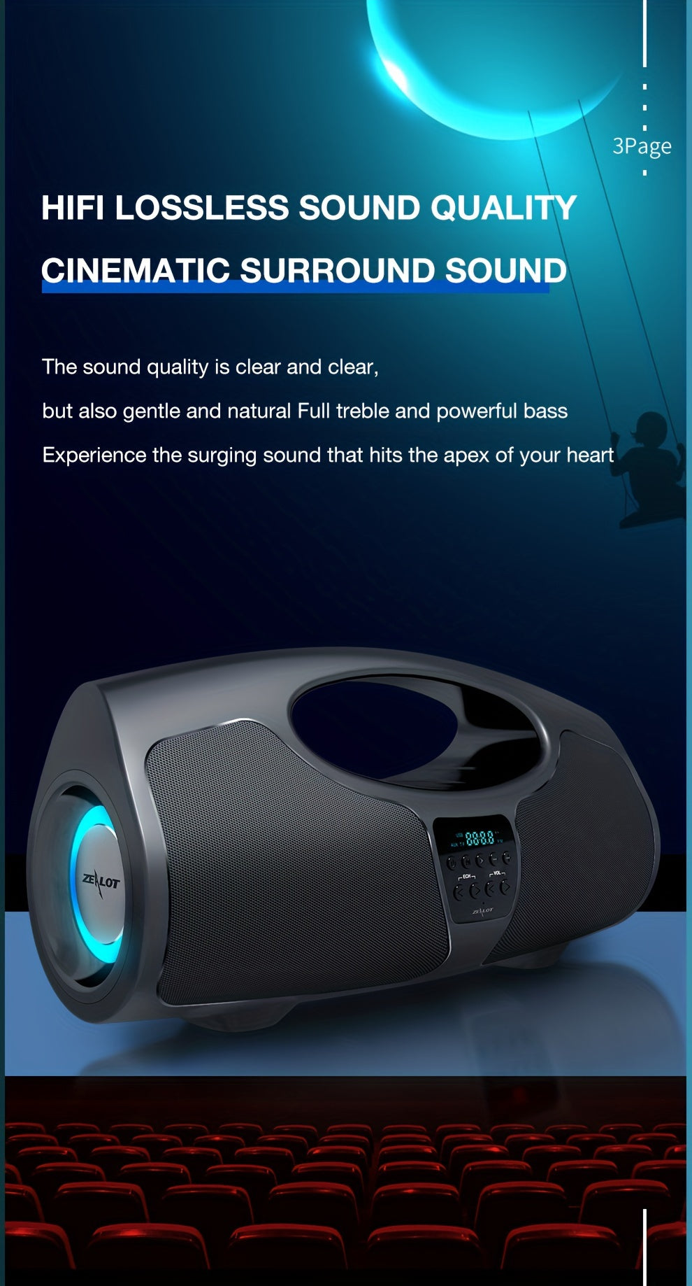 Zealot P1 60W Wireless Portable Singing Speaker - High-Power Dual Speaker with Karaoke Mic, Subwoofer, 3D Surround Sound, Surging Bass, FM TF USB Compatibility - Perfect for Home, Car, Outdoor, Camping, and Gift Ideas for Tha