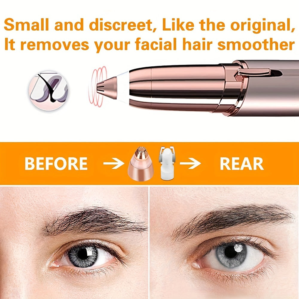 Painless Eyebrow Hair Remover Replacement Heads - Replacement Blades with Cleaning Brush, No Electricity Needed, for Home, Salon, or Travel - Compatible with Manual Trimmers - As Seen On TV (Rose Golden), Salon Grooming Tool,