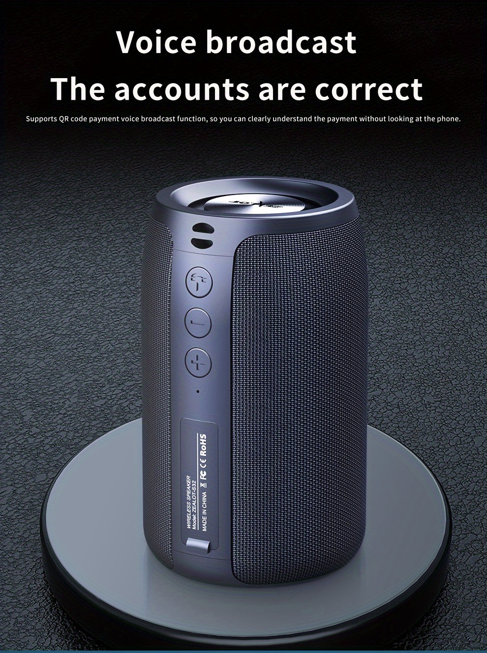 ZEALOT S32 5W Wireless Speakers, Outdoor Portable Subwoofer Speaker, Wireless Speaker, Dual Pairing, 1800mAh Battery, 8 Hours Playtime Loud Stereo, Booming Bass. Charging Cable TF USB Plug-in Card Compatible