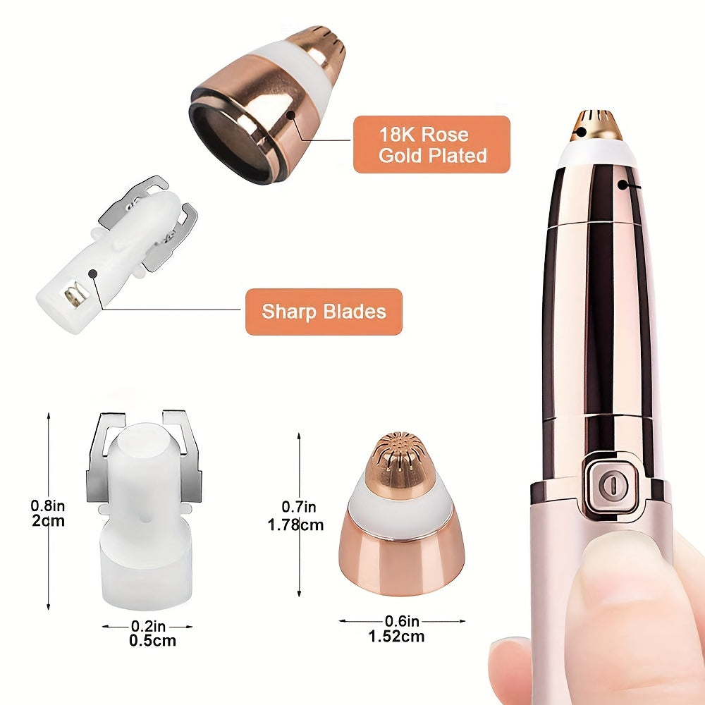 Painless Eyebrow Hair Remover Replacement Heads - Replacement Blades with Cleaning Brush, No Electricity Needed, for Home, Salon, or Travel - Compatible with Manual Trimmers - As Seen On TV (Rose Golden), Salon Grooming Tool,