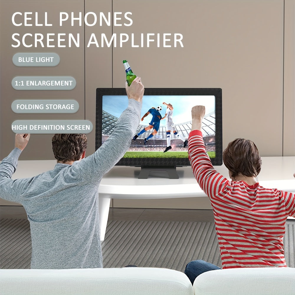 Triple-Sided Cinema Experience - 12-inch Foldable Phone Screen Magnifier with Optical Acrylic Lens - Instant HD Boost, Portable Mini Theater for TV-Like Viewing, 3-4x Magnification Desktop Stand