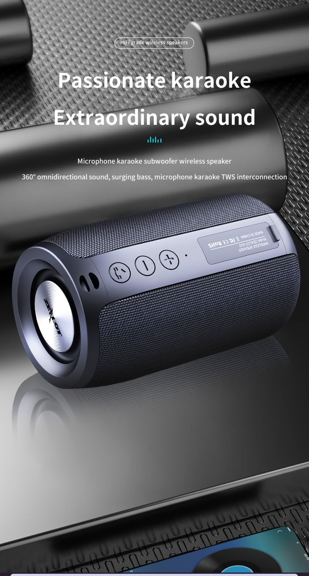 ZEALOT S32 5W Wireless Speakers, Outdoor Portable Subwoofer Speaker, Wireless Speaker, Dual Pairing, 1800mAh Battery, 8 Hours Playtime Loud Stereo, Booming Bass. Charging Cable TF USB Plug-in Card Compatible