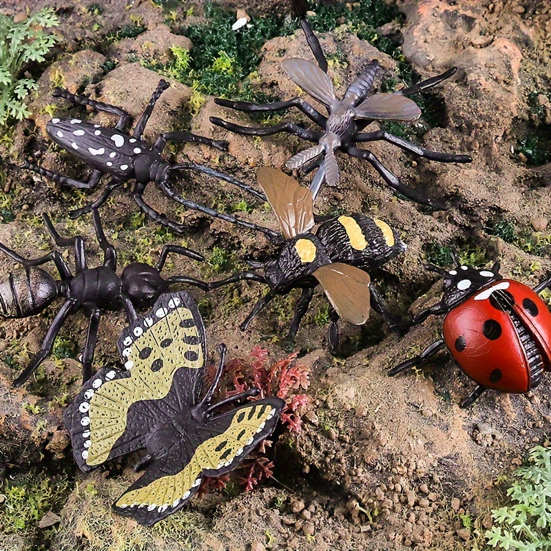 12pcs Insect Animals Model Set Butterfly Mantis Spider Bee Scorpion Dragonfly Action Figures Figurine Miniature Cake Toppers Educational Kids Toy Halloween Gift