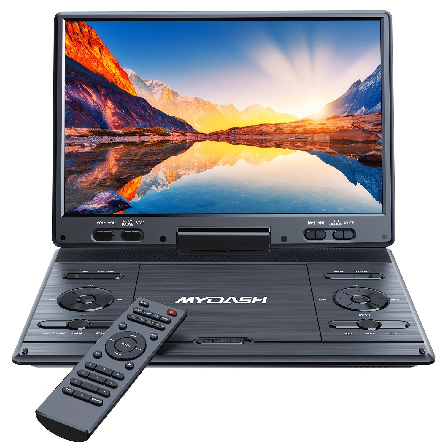 14.9" Large Portable DVD Player - Region Free, 12.5" HD Swivel Screen, Exclusive Button Design, Car Headrest Mount, High Volume Speaker, Supports CD/DVD/SD Card/USB, Black