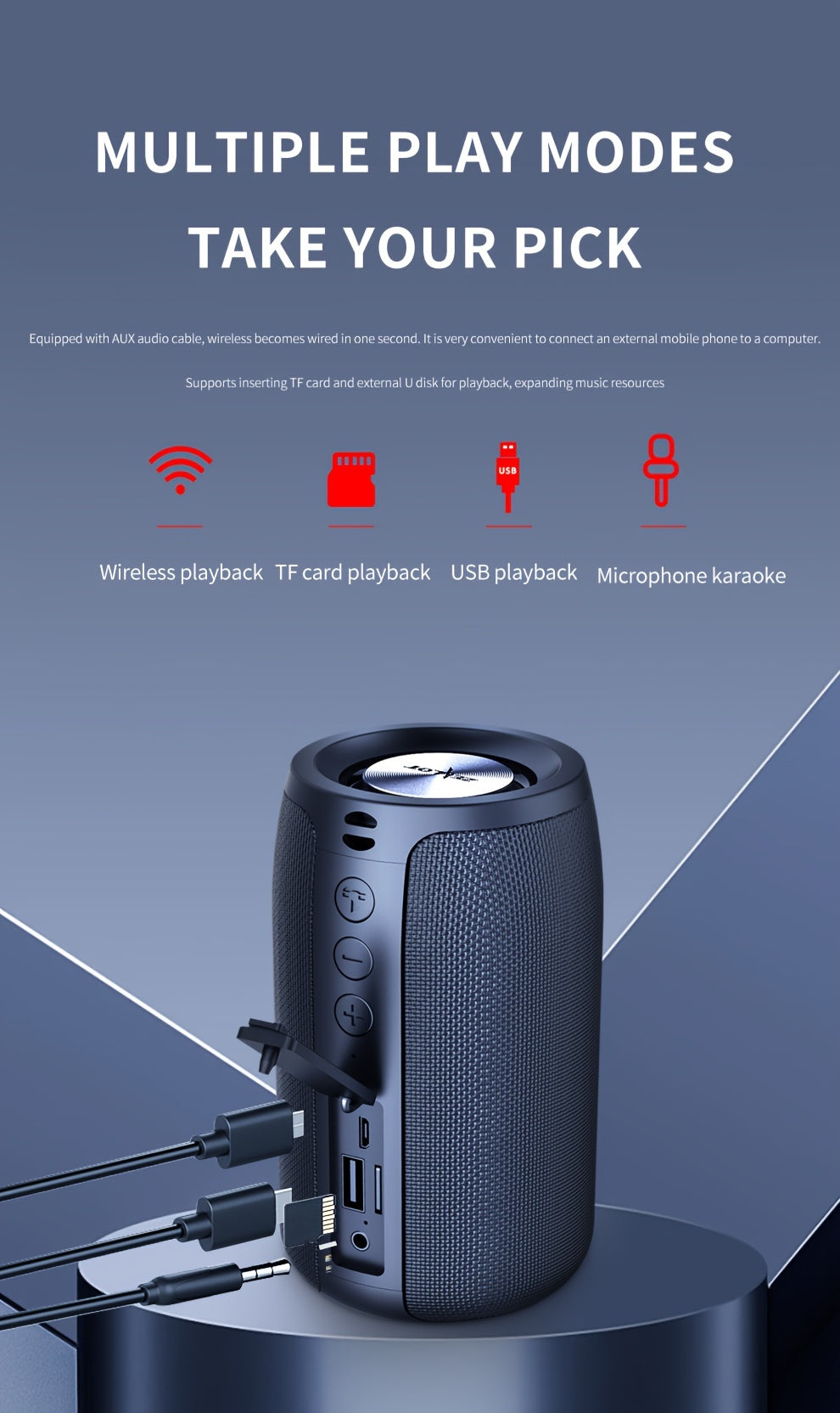 ZEALOT S32 5W Wireless Speakers, Outdoor Portable Subwoofer Speaker, Wireless Speaker, Dual Pairing, 1800mAh Battery, 8 Hours Playtime Loud Stereo, Booming Bass. Charging Cable TF USB Plug-in Card Compatible