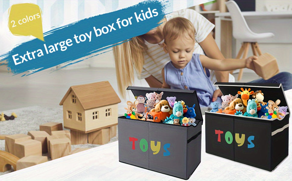 31.7gal Extra Large Toy Box (Patents and Copyrights Pending), Collapsible Sturdy Kids Toy Chest for Boys, Girls, Kids, Toy Storage Organizer Toddler Storage Bins with Lids, Toy Box Baskets for Living Room, Bedroom, Nursery Sh