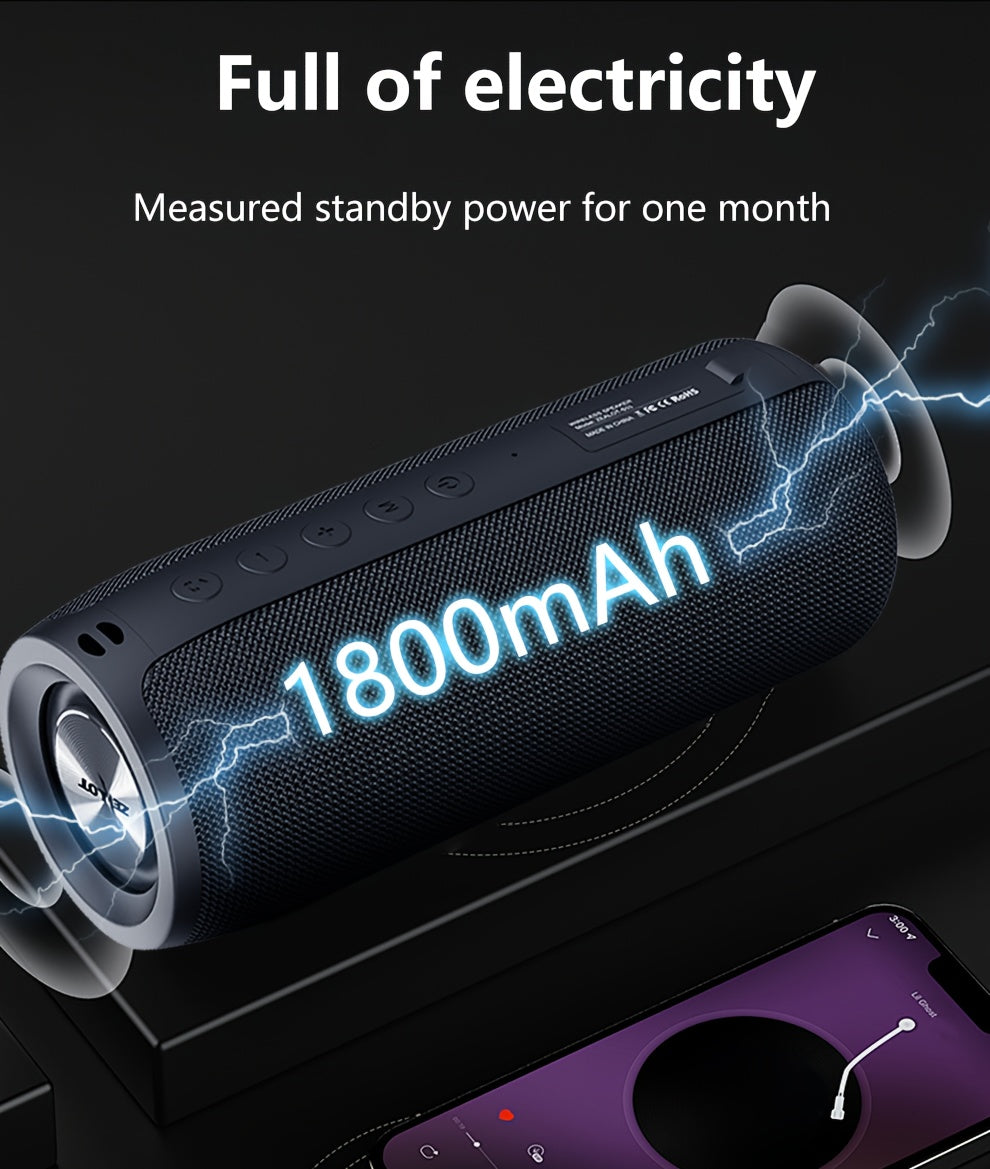 ZEALOT S51 20W Wireless Speakers, Portable Subwoofer Speaker, Wireless Speaker, Dual Pairing, 1800mAh Battery, 10 Hours Playtime Loud Stereo, Booming Bass, Charging Cable And Aux Cable, FM TF USB Plug-in Card Compatible, Conn