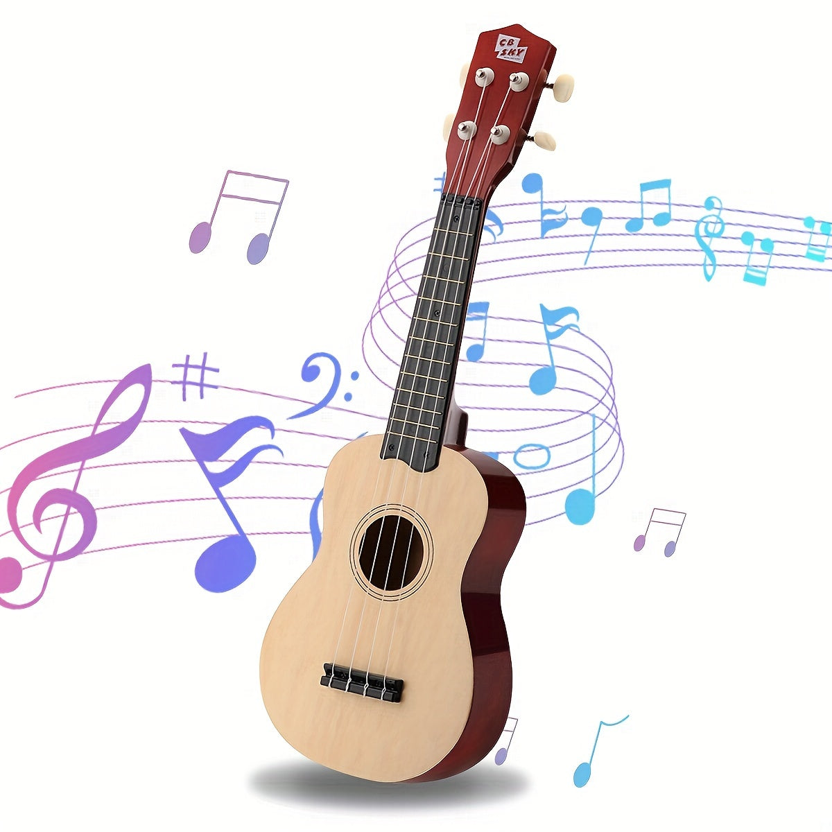 21 Inch 4-String Kids Toy Guitar, Cute Rhyme Developmental Musical Instrument Educational Toy for Toddlers