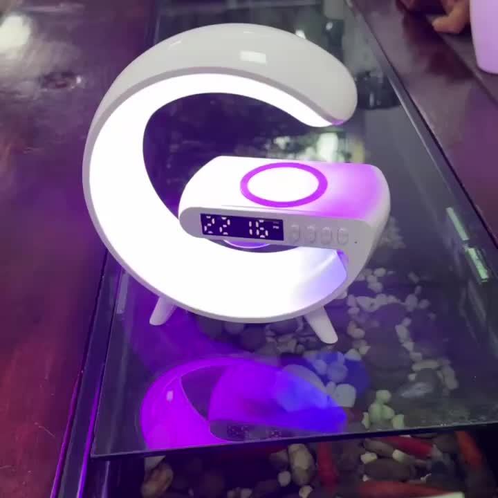 Multifunctional Big G Wireless Speaker with Atmosphere Light & Mobile Charging - Clock Feature for Night-time Use