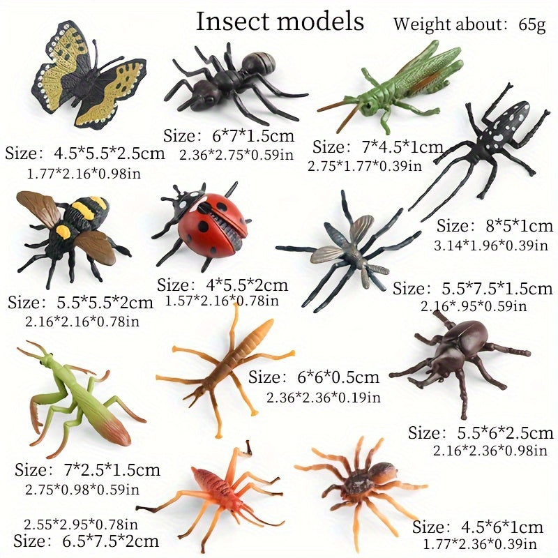 12pcs Insect Animals Model Set Butterfly Mantis Spider Bee Scorpion Dragonfly Action Figures Figurine Miniature Cake Toppers Educational Kids Toy Halloween Gift