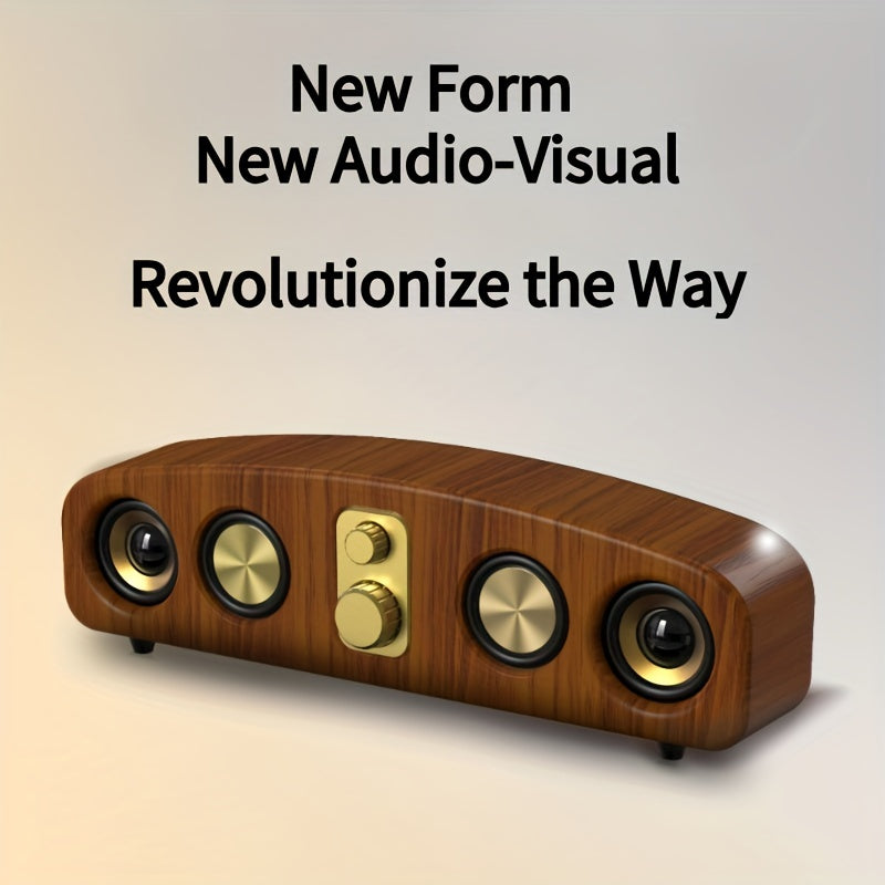 Wireless Smart Soundbar - 5.0 Channel Speaker System with Subwoofer, Elegant Wood Grain Finish, Home Theater Stereo, Compatible with TV/PC/Smartphone/Tablet, Portable Design with Low Frequency, Type-C, and 5-Watt Max Power fo