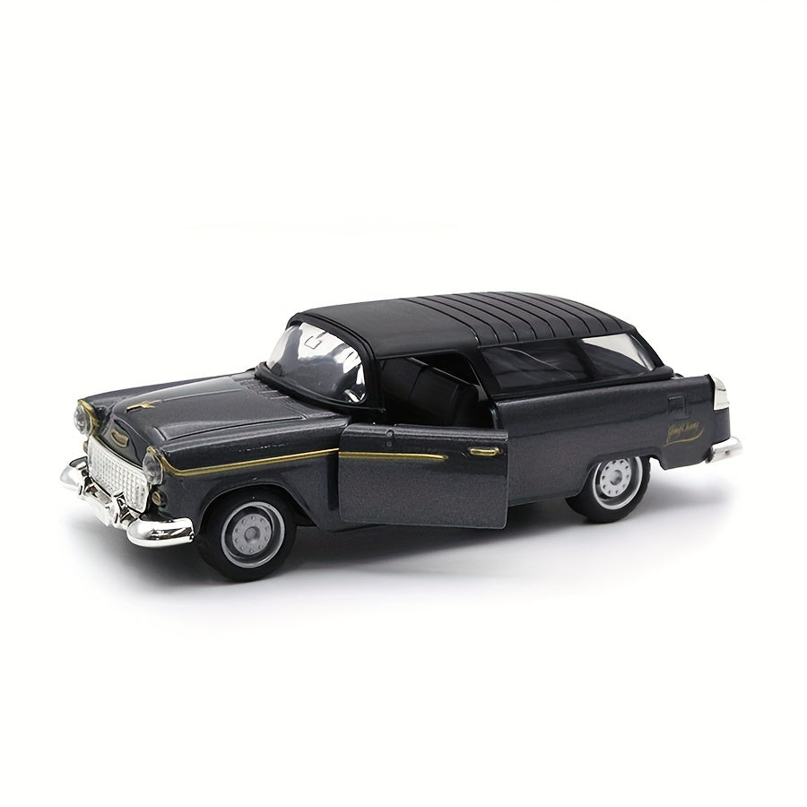 Simulation 1:36 Alloy Retro Classic Car Model Children's Toy Car Ornament Pull Back Car Double Door Can Open Boy Toy, As Halloween Gift
