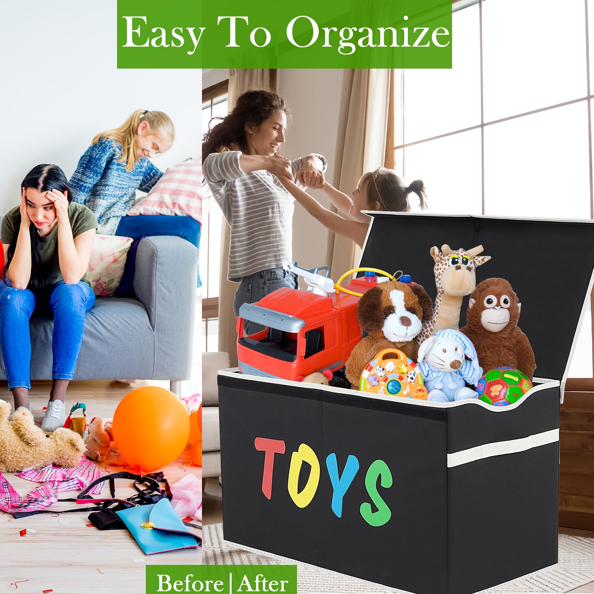 Extra Large Toy Box, Collapsible Sturdy Kids Toy Chest For Boys, Girls, Kids, Toy Storage Organizer Storage Bins With Lids, Toy Box Basket For Living Room, Bedroom, Nursery