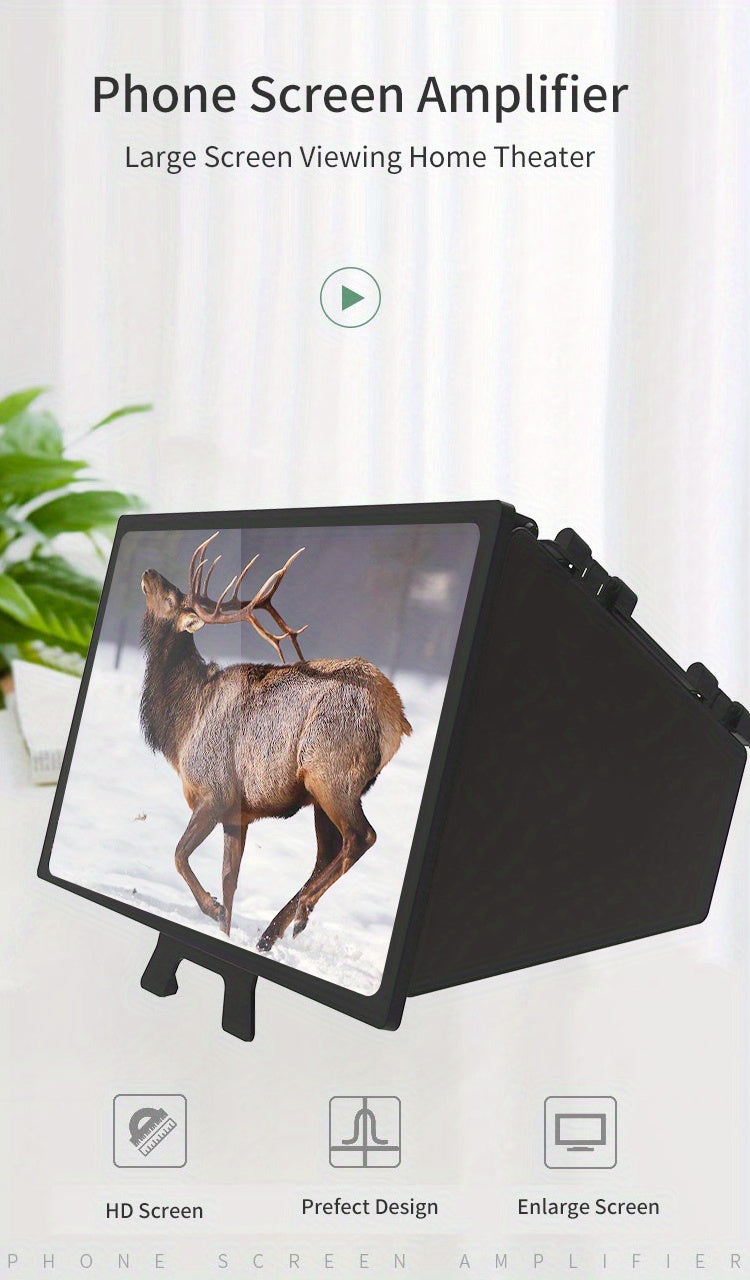 Triple-Sided Cinema Experience - 12-inch Foldable Phone Screen Magnifier with Optical Acrylic Lens - Instant HD Boost, Portable Mini Theater for TV-Like Viewing, 3-4x Magnification Desktop Stand
