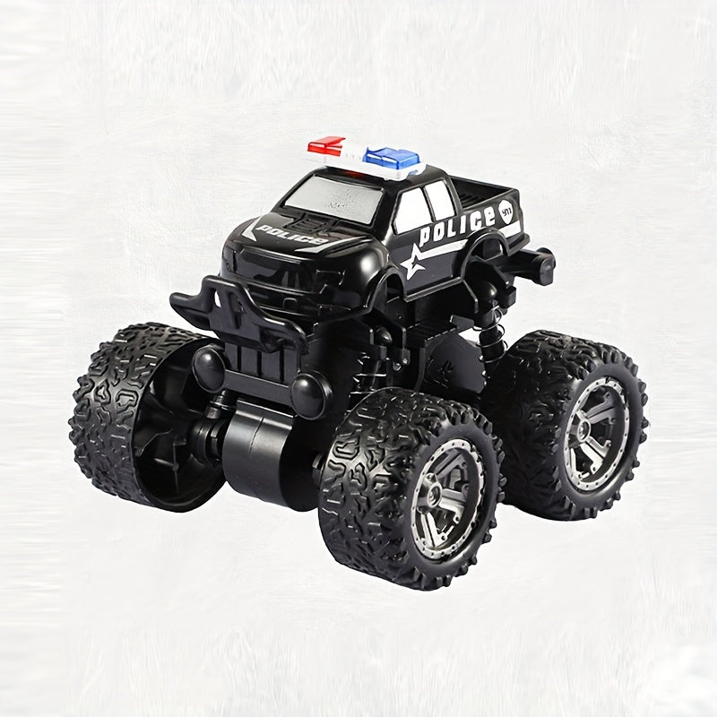 Police Car Rotatable Four-Wheel Drive Inertial Stunt Off-Road Vehicle Model Children'S Toy Boy Toy Car Stall Toy Inertial Off-Road Vehicle Toys Super Resistant Climbing, As Halloween Gift for Winter