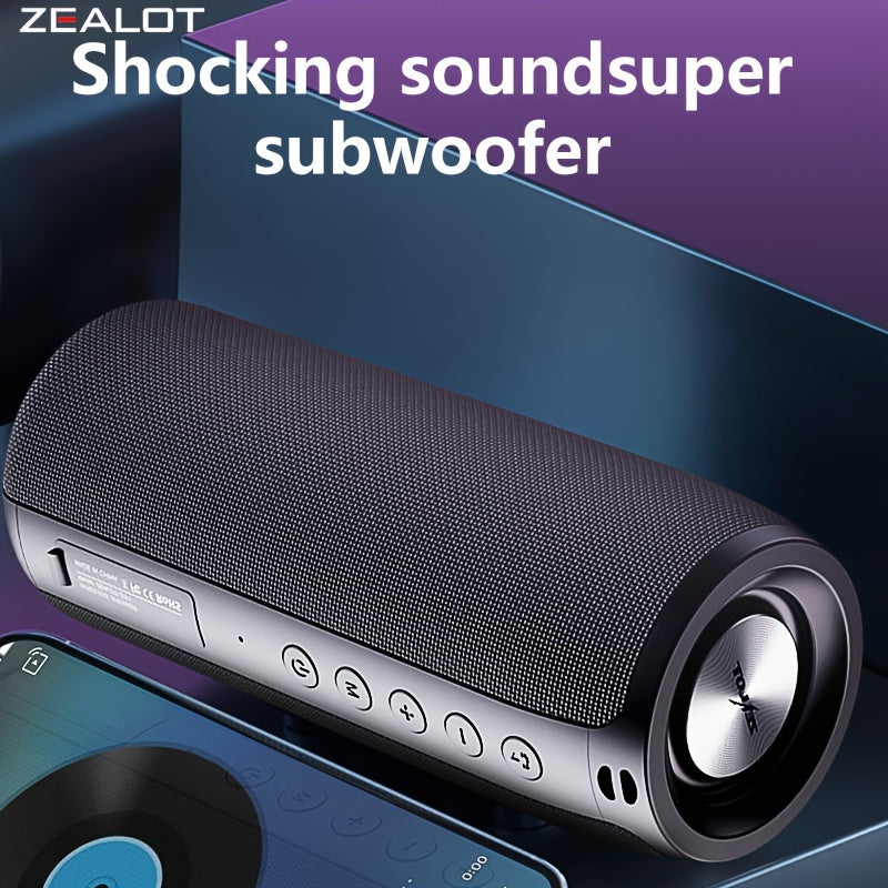 ZEALOT S51 20W Wireless Speakers, Portable Subwoofer Speaker, Wireless Speaker, Dual Pairing, 1800mAh Battery, 10 Hours Playtime Loud Stereo, Booming Bass, Charging Cable And Aux Cable, FM TF USB Plug-in Card Compatible, Conn