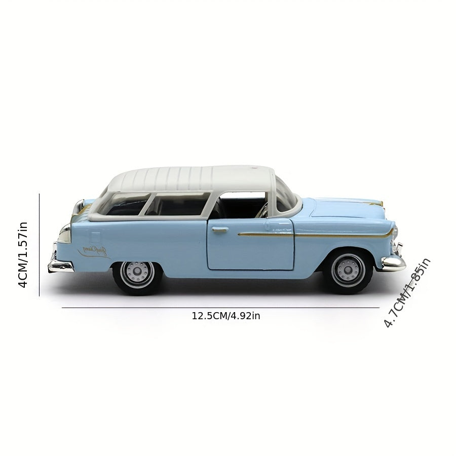 Simulation 1:36 Alloy Retro Classic Car Model Children's Toy Car Ornament Pull Back Car Double Door Can Open Boy Toy, As Halloween Gift