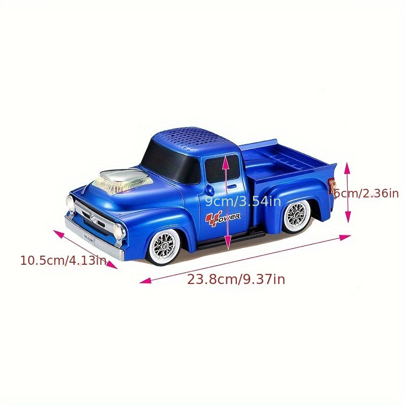 WSTER Vintage Pickup Truck Car Speaker - Portable Wireless 2.0 Channel Surround Sound with Dual Speakers, USB/TF Card/FM Radio, Sliding Wheels & Built-in Subwoofer for Outdoor Music, Tabletop Use, Car Stereo, Playful Design,