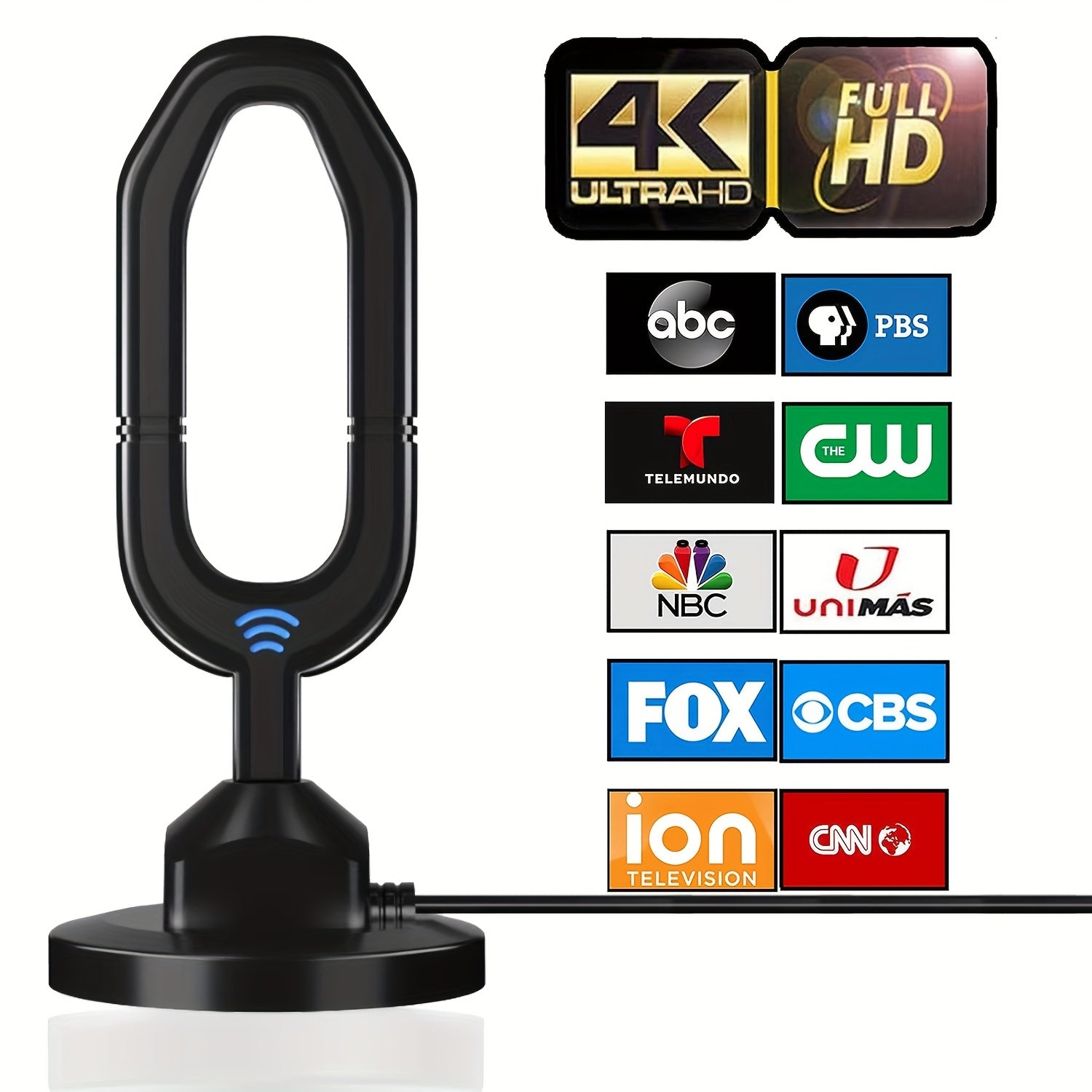 320+ Miles Long Range TV Antenna Pro - 360° Reception, 4K 1080P Compatible, Strong Magnetic Base for Easy Installation, Indoor/Outdoor Use, Weather Resistant, High Gain Signal Reception